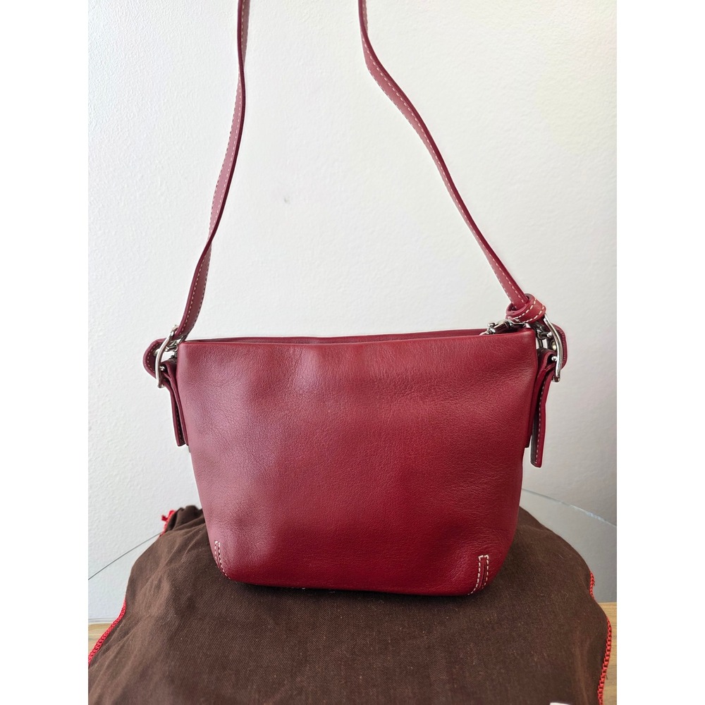 Coach Legacy Demi Mini Hobo Bag Y2K red leather contrast stitching silver-tone - Picture 2 of 15
